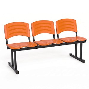 Longarina Para Recepção Ergoplast – 03 Lugares – Laranja - 55853 - Casa das Cadeiras Goiânia
