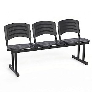 Longarina Para Recepção Ergoplast – 03 Lugares – Preto - 82653 - Casa das Cadeiras Goiânia