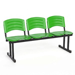 Longarina Para Recepção Ergoplast – 03 Lugares – Verde - 70271 - Casa das Cadeiras Goiânia