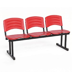 Longarina Para Recepção Ergoplast – 03 Lugares – Vermelho - 10990 - Casa das Cadeiras Goiânia