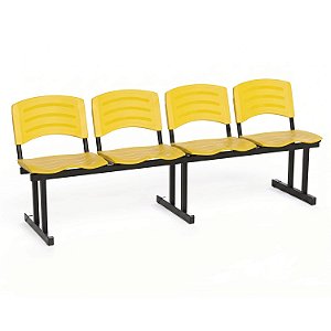 Longarina Para Recepção Ergoplast – 04 Lugares – Amarelo - 79354 - Casa das Cadeiras Goiânia