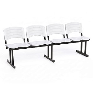 Longarina Para Recepção Ergoplast – 04 Lugares – Branco - 15209 - Casa das Cadeiras Goiânia