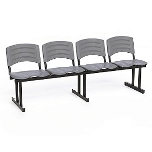 Longarina Para Recepção Ergoplast – 04 Lugares – Cinza - 64669 - Casa das Cadeiras Goiânia