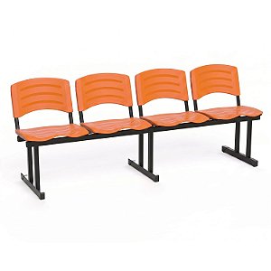 Longarina Para Recepção Ergoplast – 04 Lugares – Laranja - 18690 - Casa das Cadeiras Goiânia