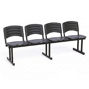 Longarina Para Recepção Ergoplast – 04 Lugares – Preto - 83160 - Casa das Cadeiras Goiânia