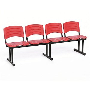 Longarina Para Recepção Ergoplast – 04 Lugares – Vermelho - 74465 - Casa das Cadeiras Goiânia