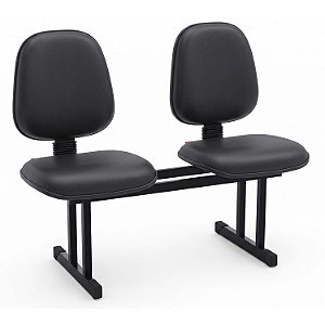 Longarina Para Recepção Executiva Alta Lisa – 02 Lugares – Courvin Preto - 59249 - Casa das Cadeiras Goiânia