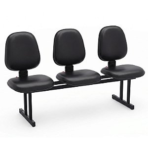 Longarina Para Recepção Executiva Alta Lisa – 03 Lugares – Courvin Preto - 54987 - Casa das Cadeiras Goiânia