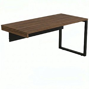 Mesa Diretiva Para Escritório Pé Quadro 170X70 Para Armário Esquerdo Linha Prima 40 – Nogal/Preto - 55898 - Casa das Cadeiras Goiânia