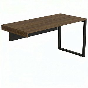 Mesa Diretiva Para Escritório Pé Quadro 170X70 Para Gaveteiro Esquerdo Linha Prima 40 – Nogal/Preto - 44226 - Casa das Cadeiras Goiânia