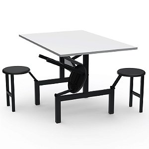 Mesa Refeitório Com Assento Escamoteável – Tampo MDF – 04 Lugares Com Assentos Em PP - 36108 - Casa das Cadeiras Goiânia