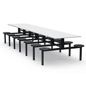 Mesa Refeitório Assento Fixo – Tampo MDF – 14 Lugares Com Assentos Em PP - 44903 - Casa das Cadeiras Goiânia