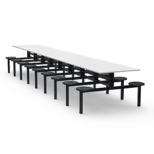 Mesa Refeitório Assento Fixo – Tampo MDF – 18 Lugares Com Assentos Em PP - 34189 - Casa das Cadeiras Goiânia