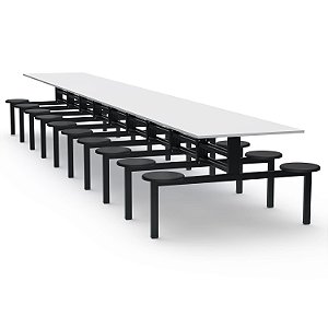 Mesa Refeitório Assento Fixo – Tampo MDF – 20 Lugares Com Assentos Em PP - 75131 - Casa das Cadeiras Goiânia