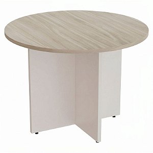 Mesa De Reunião Para Escritório Redonda Pé Painel Diâmetro 100 cm Linha Prima – Fresno/Branco - 81209 - Casa das Cadeiras Goiânia