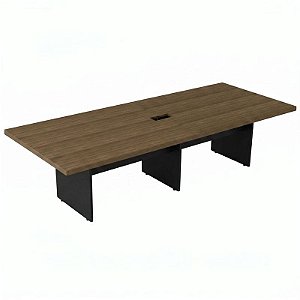 Mesa De Reunião Para Escritório Retangular Bipartida Pé Painel 300X120 Linha Prima 40 – Nogal/Preto - 21869 - Casa das Cadeiras Goiânia