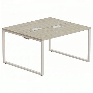 Plataforma Dupla Para Escritório Central Com Eletrificação E Pé Quadro 50X30H 120X120 Linha Prima – Fresno/Branco - 37869 - Casa das Cadeiras Goiânia
