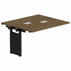Plataforma Dupla Para Escritório Auxiliar Com Eletrificação Metálica 120X120 Linha Prima – Nogal/Preto - 80295 - Casa das Cadeiras Goiânia