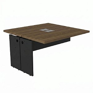Plataforma Dupla Para Escritório Auxiliar 120X131.5 Linha Prima 40 – Nogal/Preto - 65505 - Casa das Cadeiras Goiânia