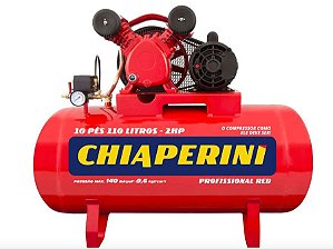 Compressor de ar média pressão 10 pcm 110 litros  Chiaperini 10/110 RED * 255