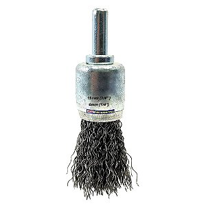 Escova de aço tipo pincel arame ondulado 3/4" com haste 1/4" 11306
