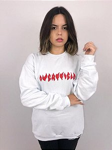 Moletom Careca "Fire" Branco e Vermelho