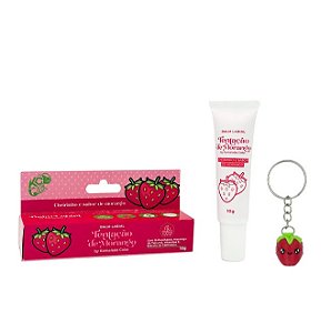 Hidratante Balm Labial Vegano Tentação de Morango - by Kamaleão Color - 10g (edição com chaveiro)