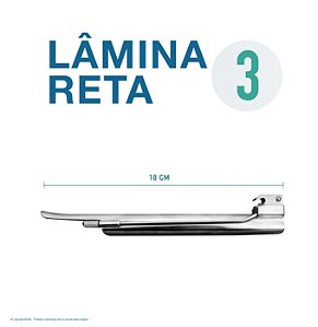 LAMINA LARINGO RETA CONVENCIONAL ACO INOX 3