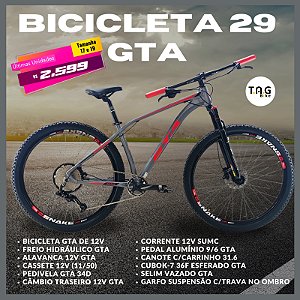 Bicicleta aluminio  12 vel.  cambio GTA- Freio Hidraulico - Suspensão dianteira, vários modelos