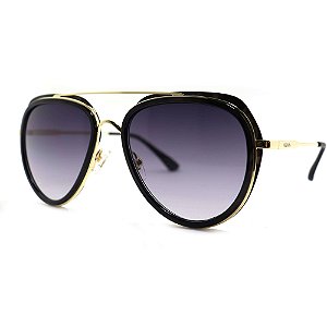 Óculos de Sol Milano Vizzano Ouro 26S AV234 Preto Feminino