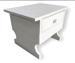 Banquinho Preto Velho com Gaveta ( Branco)