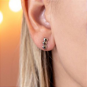 Brinco de aço trio mini corações