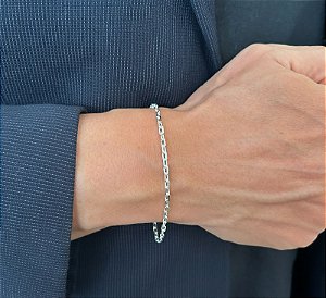 Pulseira de prata cadeado alongado