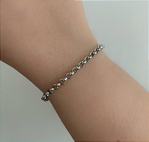 Pulseira de aço masculina elo português médio