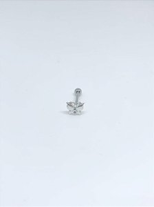 Piercing de prata tragus com borboleta de zircônias