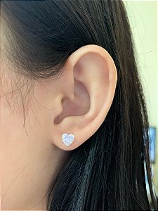 Brinco de prata coração de zircônia 6mm