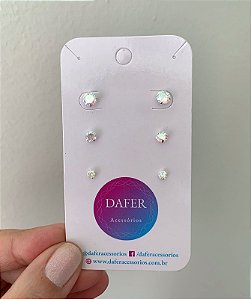 Brinco de prata trio de pontos de luz furta cor