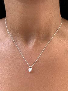 Colar de prata colar coração de zircônia