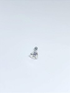 Piercing de prata coração com cruz cravejada tragus/helix