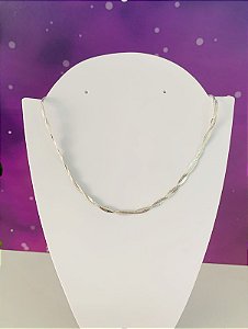 Colar de prata choker 2 fios trançados