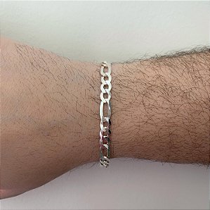 Pulseira de prata masculina fígaro 8mm