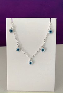 Colar de prata choker olhos gregos claros