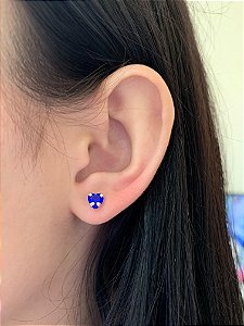 Brinco de prata coração azul royal P