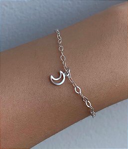 Pulseira de prata pingente lua vazada