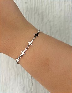 Pulseira de aço cinco cruzes