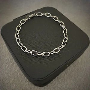 Pulseira de aço elos ovais
