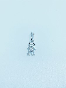 Pingente de prata mini menino cravejado