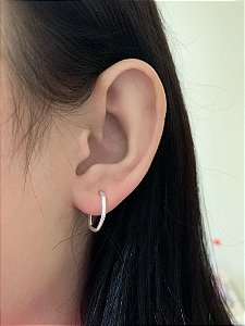 Brinco de prata argolinha hexagonal 15mm