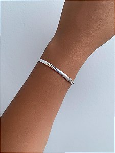 Pulseira de prata bracelete grosso oval 4mm