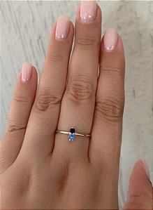 Anel de prata zircônia 2 tons de azul